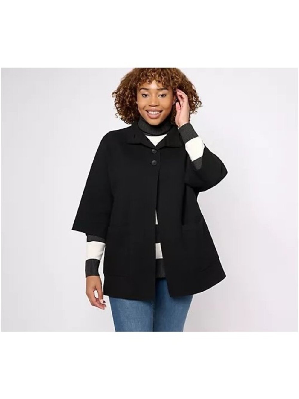 Studio Park x Leah Williams Sweater Topper Size Large High Neck Black Fall NEW